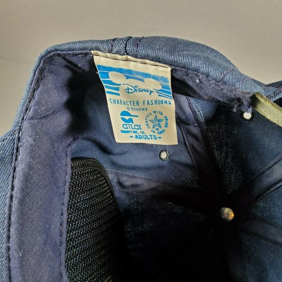 Vtg Atlas Disney Mickey Mouse Shadow Silhouette Navy Gold Strap Back Hat - Picture 8 of 11